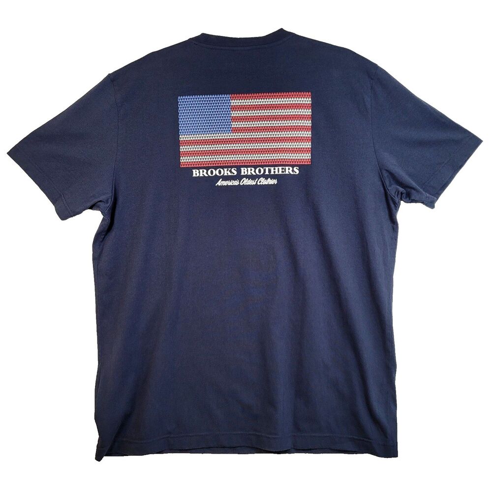 Brooks Brothers American Flag BLUE Graphic Short Sleeve T-Shirt Size MEN XL
